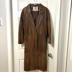 Vintage Global Identity G-III 80’s Leather Trench Coat in Brown Size S